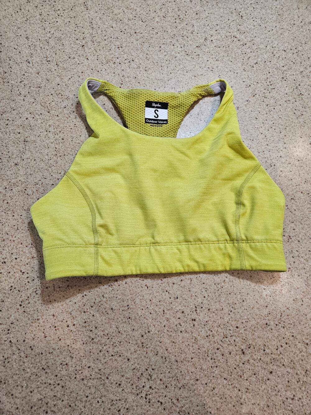 Rapha x Outdoor Voices TechSweat Cycling Sports Bra Yellow Size S